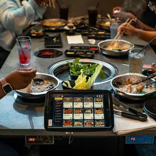 a group of people eating