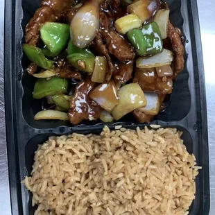 pepper steak and rice