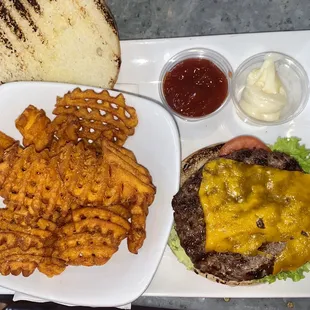 Angus Burger with Sweet Potato Fries