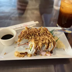 a plate of food on a table