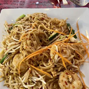 Pad Thai with shrimp...asked for it to be spicy. This photo was after I had several bites.