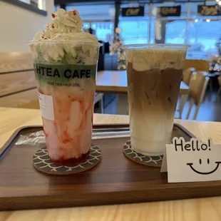 Strawberry matcha latte &amp; tiramisu latte!