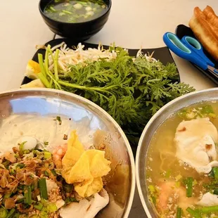 two bowls of food on a table