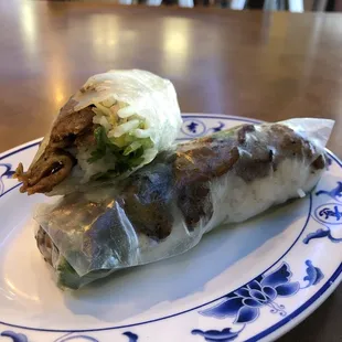 Grilled pork spring rolls