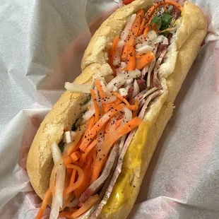 Cold cut banh mi, comes with pickled veggies and Vietnamese mayo/pâté