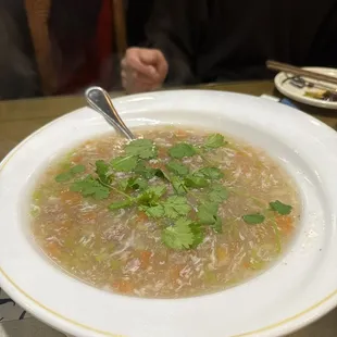 Minced beef &amp; egg soup