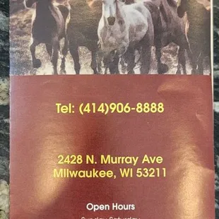 Menu as of 10/11/2023