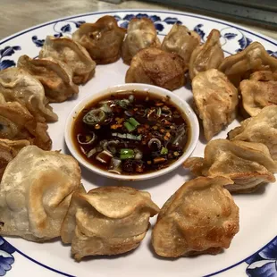 Fried dumplings with sauce