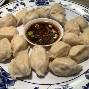 Steamed dumplings with sauce