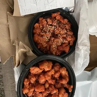 sesame chicken and General Tso chicken, you get sesame seeds on your sesame chicken. Identical in appearance and taste otherwise.