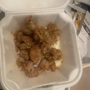 Greasy popcorn chicken