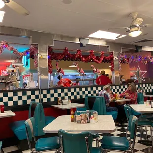 the interior of the hub city diner