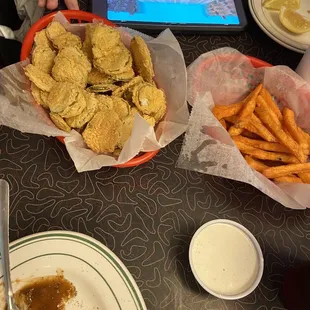 Fried pickles, sweet potato fries
