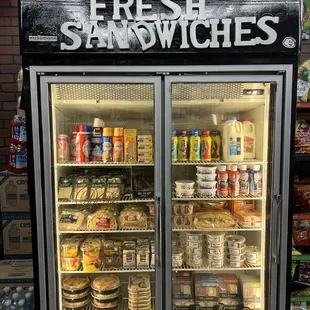 fresh sandwiches in refrigerator