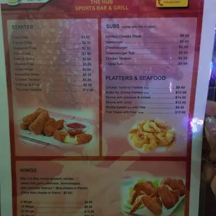 Menu as of july 2018