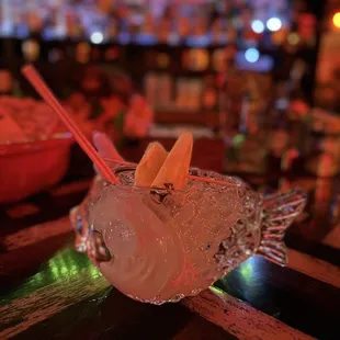 a fish shaped ice drink