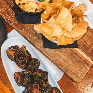 Crispy Brussels Sprouts and Southwestern Skillet Dip gfr