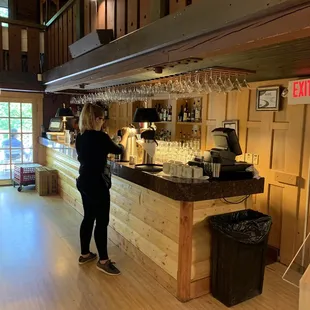The full bar located inside the lodge.