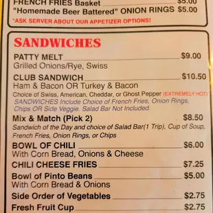 Sandwiches, Sides, Beans, Veggies