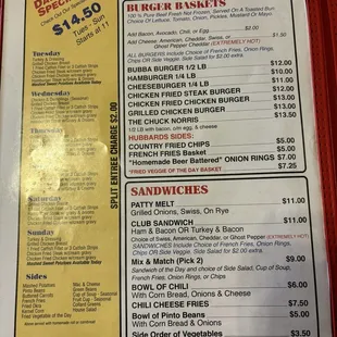 menu