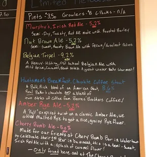 a menu on a blackboard
