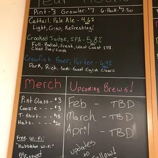a menu on a blackboard