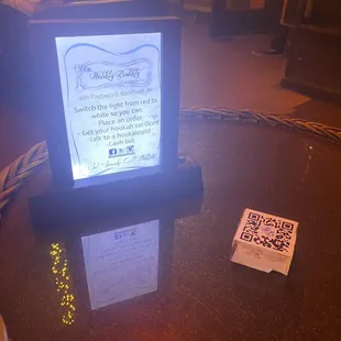 the menu on the table