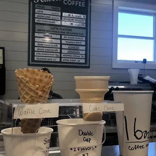 a variety of ice cream cones