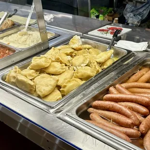 Pierogies and kielbasa
