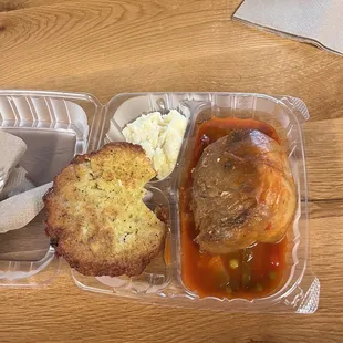 Excuse the bite out of the potato pancake! I remembered to snap the photo after the fact lol.