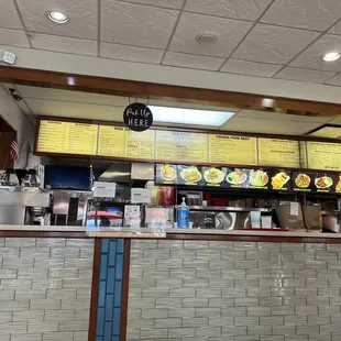 the counter and menus