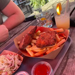 a tray of food on a table