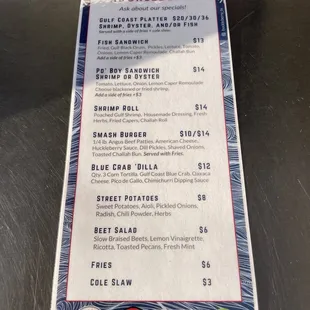 menu
