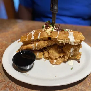 Stacked Chicken and Waffles