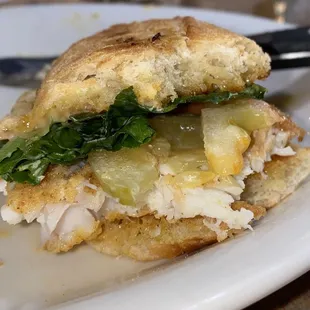 Catfish Po-Boy--crispy &amp; flaky catfish, tomato, pickles, lettuce, sriracha aioli, on perfectly toasty sourdough