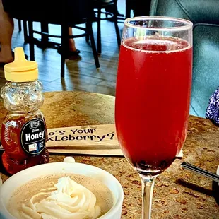 Cafe mocha and a huckleberry mimosa. Both were yummy!