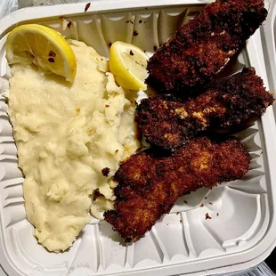 &quot;Beer battered&quot; fish and chips? What a joke. This is a breadcrumb breading that was beyond burned; inedible.