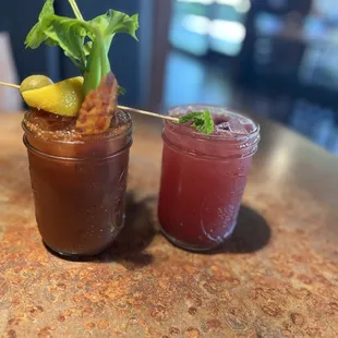 Bloody Mary and huckleberry vodka drink