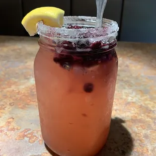 Sugar Rimmed Huckleberry Lemonade