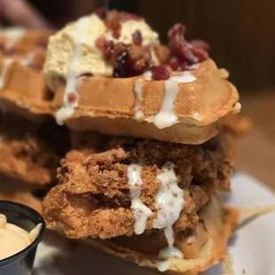 Chicken and waffle sandwich