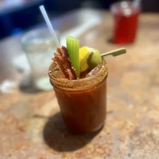 a bloody drink on a table