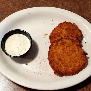Breakfast special came w/ fried green tomatoes &amp; ranch! I ate them as an appetizer, since I asked for them to arrive first.