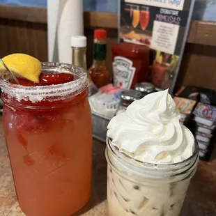 two beverages on a counter