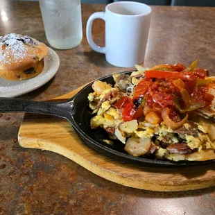 New Orleans skillet  huckleberry muffin