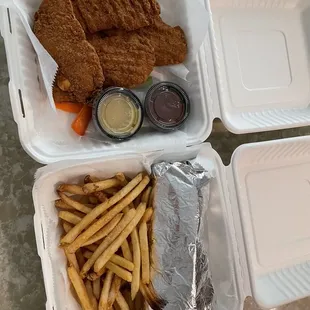Chicken Fried Chicken Tenders and cheesesteak