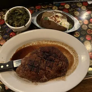 Ribeye / Turnip Greens / Loaded Baked Potato