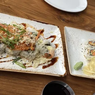 Volcano Roll (really good) and Spicy Tuna Roll (meh - lacks texture.