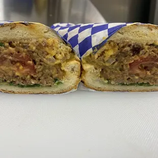 Our Vegan Cheeseburger Sub titled: The Susan B. Named after Susan B. Anthony a Rochester, N.Y. Native and women&apos;s rights activist.