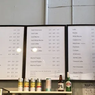 Drink menu