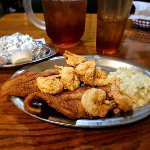 Catfish and jumbo shrimp lunch special